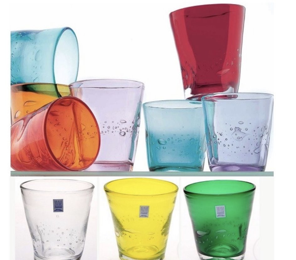 bicchiere vetro in diversi colori 
