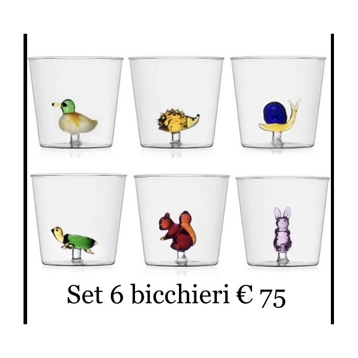 Prodotti - 6 bicchieri in vetro borosilicato con animali
